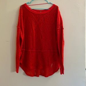 Free People Red Lace Top